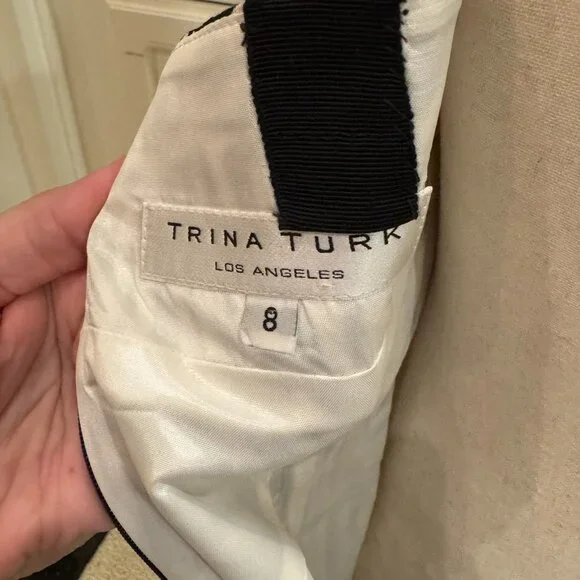 🖤🤍 Trina Turk Los Angeles Black & White Geometric Print Bodycon Dress – Size 8 - Picture 9 of 12